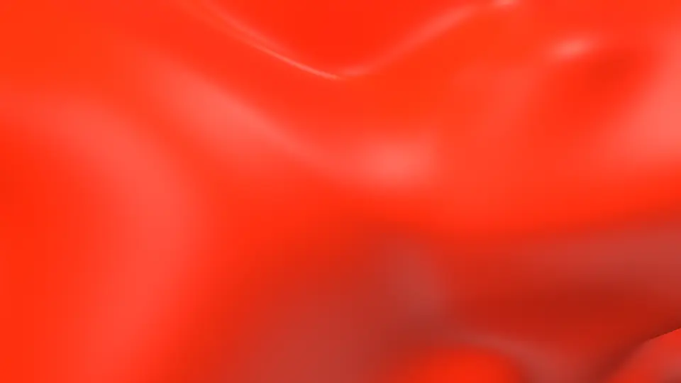 Red abstract 3D composition curling into a rose form on a dark ground